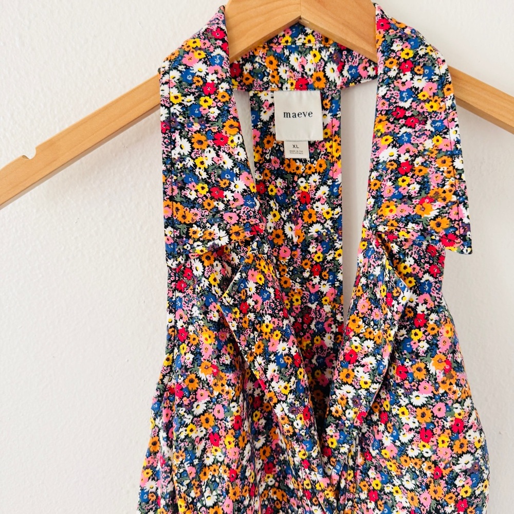 Anthropologie x Maeve Sleeveless T-Back Mini Dress Amalia Collared Floral - Picture 8 of 8